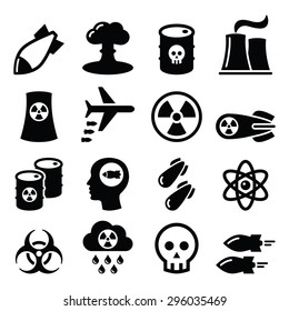 Nuclear Weapon, Nuclear Factory, War, Bombs Icons Set 