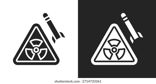 Ícone De Arma Nuclear Em Estilo De Glifo Preto E Branco