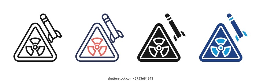 Conjunto de iconos de arma nuclear colección de estilo múltiple