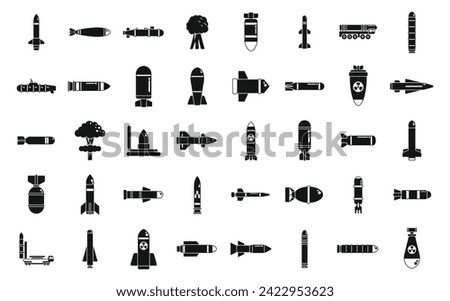 Nuclear weapon icons set simple vector. Military gun army. Atomic bomb