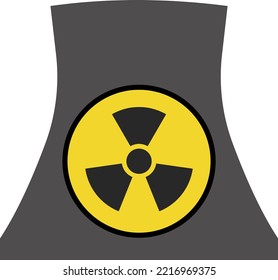 Nuclear weapon. Nuclear power station. Attention danger to mankind. Vector illustration.