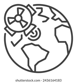 Nuklearwaffensatellit in Weltraum und Erde Vektor Konzept Umriss Symbol oder Symbol
