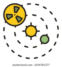 Kernwaffe im Weltraum mit Erde und Sonne Vektor Konzept farbige Ikone oder Symbol