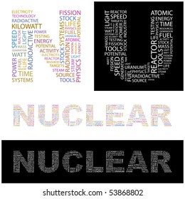 NUCLEAR. Word collage. Vector illustration.