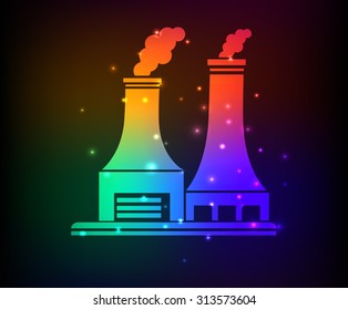 Nuclear,Factory,industry design,rainbow concept,clean vector