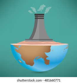 Nuclear,Industry concept design on green background,vector