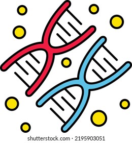 Nucleic Acid Double Helix Concept, Chromosomes Or Autosomes Vector Color Icon Design, Biochemistry Symbol, Biotechnology And Biochemical Sign, Science And Engineering Stock Illustration