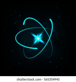 nucleus of an atom with electrons in orbits. vector illustration