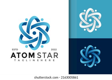 Nucleus Atom Star Logo Design Vector Template - Shutterstock ID 2163005861