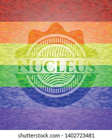 Nucleus lgbt colors emblem. Vector Illustration. Mosaic.