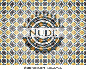 Nude arabesque emblem background. arabic decoration.