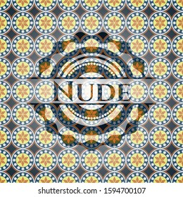 Nude arabic style emblem. Arabesque decoration.