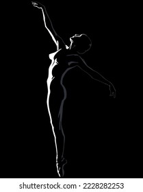 nude ballerina doing dance pose