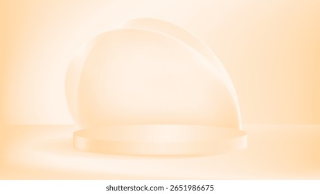 Etapa de degradado de malla beige nude con cúpula de arco transparente y efecto de curva de luz