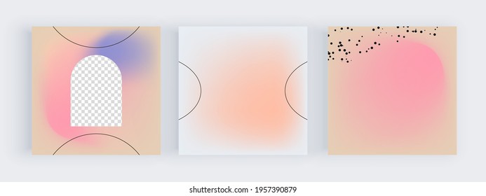 Nude blur gradient backgrounds for social media banners with circle geometric shapes 