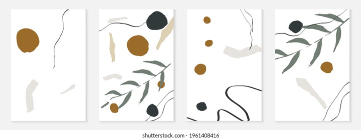 Vector Memphis De Decoración Desnuda. Impresión de la moda del pincel Pastel. Plantilla Orgánica Femenina Marrón y Gris.