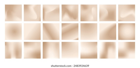 Nude Gradient. Beige textured Backgrounds with waves. Set of square posts for social media. Aesthetic Vector illustration.