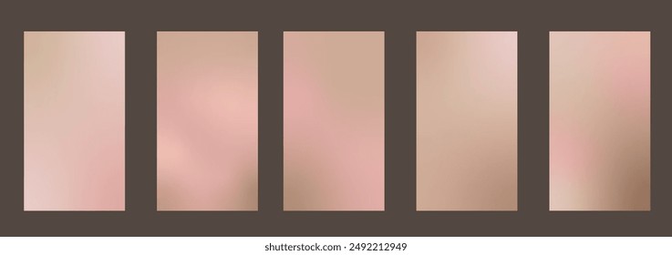 Nude gradient. Pastel nude background set, modern gradient vector design. Trendy screen
