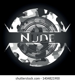 Nude grey camo emblem. Vector Illustration.