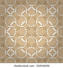 Nude light beige decorative seamless pattern background in circle style. Compound mosaic repeatable backdrop.