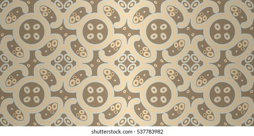 Nude light beige decorative seamless pattern in alien style. Colorful, graphical design for fabric, packing-paper, surface or other purpose. Vector background. Knotty mosaic repeatable backdrop.