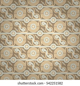 Nude light beige decorative seamless pattern in ethnic style. Colored, graphical design for curtain, fabric, wallpaper or other purpose.