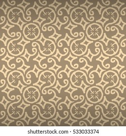 Nude light beige fancy seamless pattern background in maya inspired style. Colored, symmetric design for curtain, textile, ads or other purpose. Actual decor. Equable mosaic repeatable backdrop.