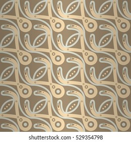 Nude light beige geometric seamless pattern background in liner style. Colored, contrast design for game, web, textile or other purpose. Complicated medley repeatable backdrop. Contemporary design.