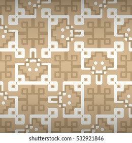 Nude light beige geometric seamless pattern background in maze style.