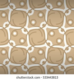 Nude light beige geometric seamless pattern background in technology style. Shining, symmetrical design for curtain, surface, web or other purpose.