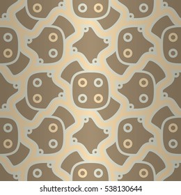 Nude light beige geometric seamless pattern in tribal style. Shining, contrast design for surface, packing-paper, banner or other purpose. Flat mosaic repeatable backdrop.