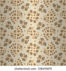 Nude light beige geometric seamless pattern in organic cells style. Vector background. Equable puzzle repeatable backdrop. Retro decor.