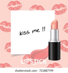 Pinza de lápiz de labios desnuda , ilustración del vector de fondo de beso