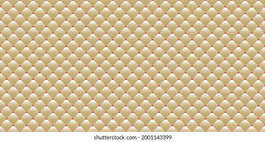 Nude luxury background with red beads and rhombuses. Seamless vector illustration. 