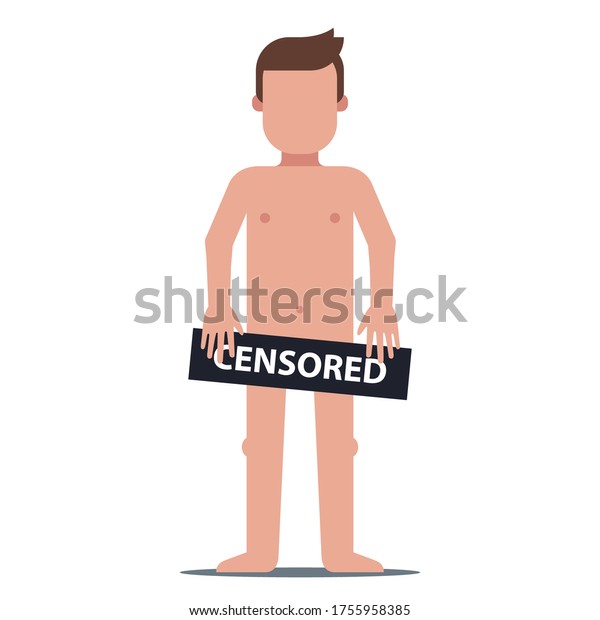 Nude Man Holding Censored Sign Flat Stock Vector Royalty Free Shutterstock