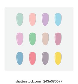 Ilustración vectorial de colores de uñas desnudas,