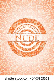 Nude orange mosaic emblem. Vector Illustration. Detailed.