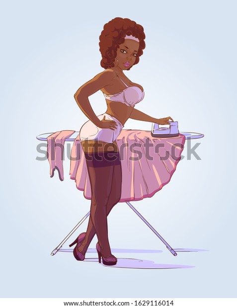 Black girl in nude dress Nude Pin Pretty Black Girl Iron Stock Vector Royalty Free 1629116014