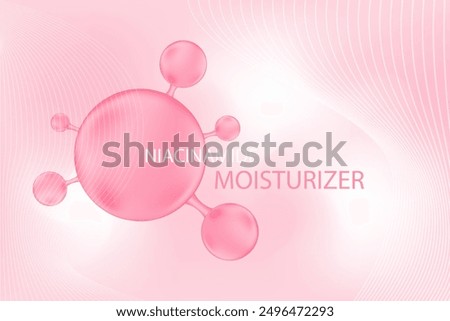Nude pink 3d beauty background with molecule of niacinamide or collagen ball, vector bio abstract scientific icon. Great for cosmetology advertisement. Beauty science skin care molecular concept