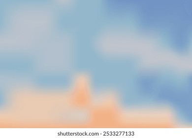 Nude soft sky abstract neutral gradient background. Fluffy cloud vibrant pastel sunset. Blurred light and pale backdrop.