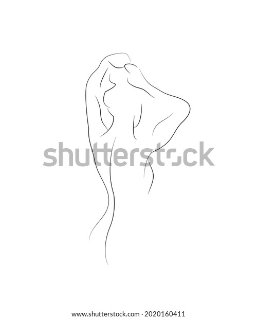 Nude Woman Face Abstract Silhouette Continuous Stock Vector Royalty Free Shutterstock