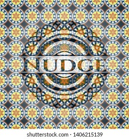 Nudge arabic emblem background. Arabesque decoration.