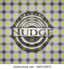Nudge arabic style emblem. Arabesque decoration.
