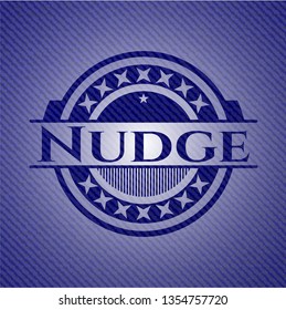 Nudge emblem with jean background