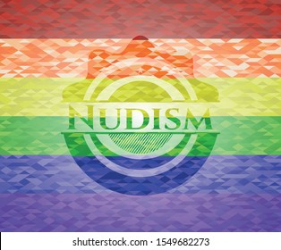 Nudism lgbt colors emblem. Vector Illustration. Mosaic.
