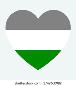 Nudism pride flag, in heart shape icon on white background, vector illustration