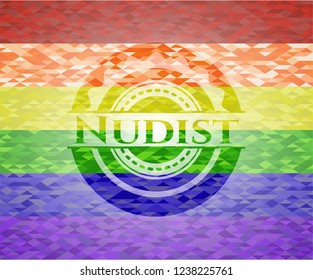 Nudist lgbt colors emblem 