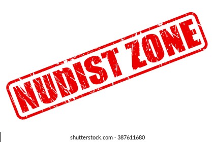 NUDIST ZONE RED STAMP TEXT ON WHITE