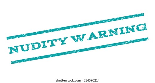 Nudity Warning watermark stamp. Text tag between parallel lines with grunge design style. Rubber seal stamp with dirty texture. Vector color ink imprint on a white background.
