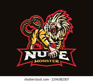 Nue monster mascot logo design. Japanese chimera vector illustration. Logo illustration for mascot or symbol and identity, emblem sports or e-sports gaming team